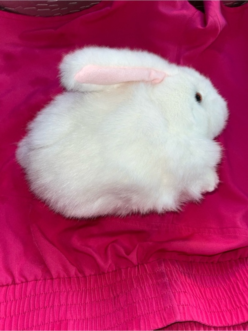 Ty Nibbles White Plush Bunny Small Pet Toy with Pink Ear